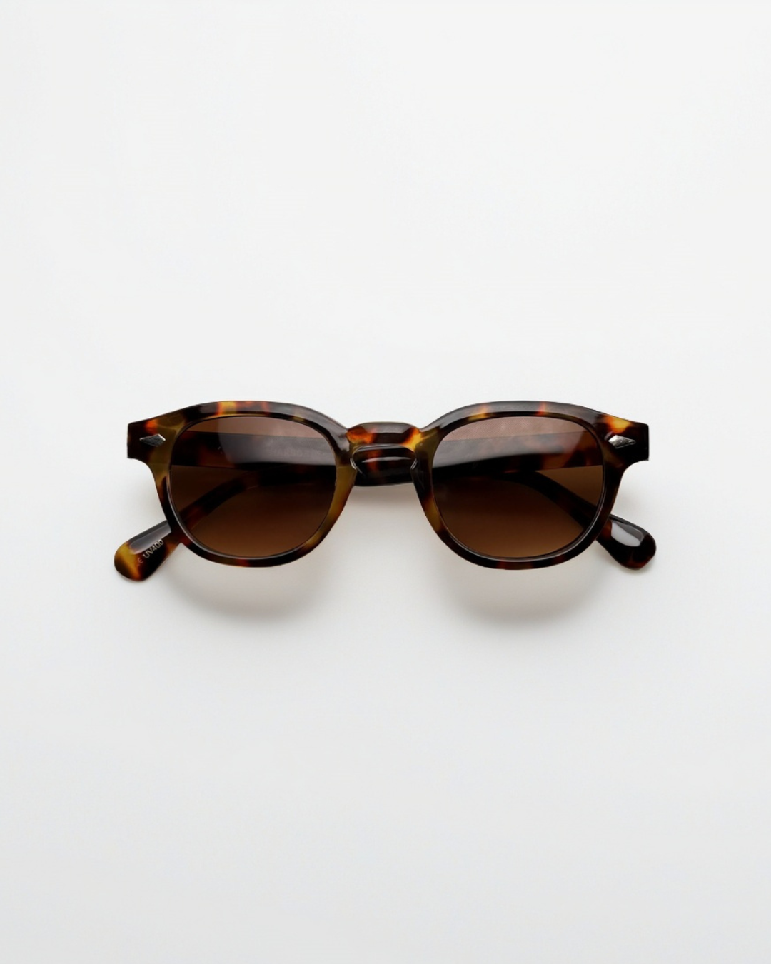 Angled product view of harbor tortoise brown gradient sunglasses by Alga.