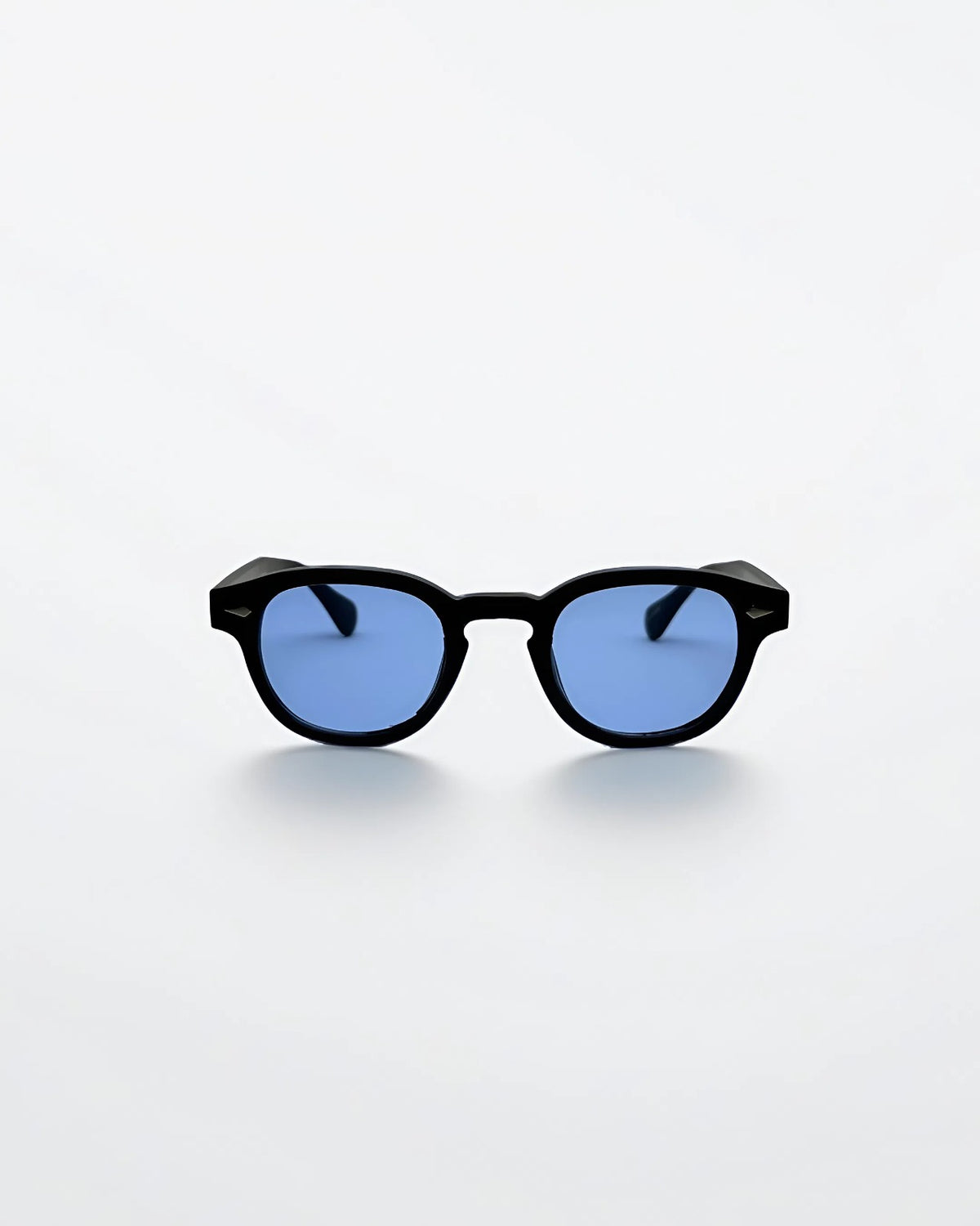 Front view of harbor black blue sunglasses by Alga.