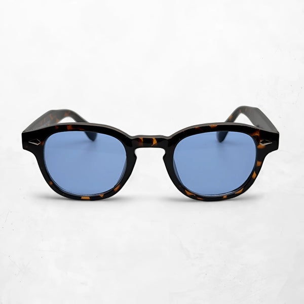 Deep Tortoise sunglasses featuring gradient blue lenses for a bold, stylish look.